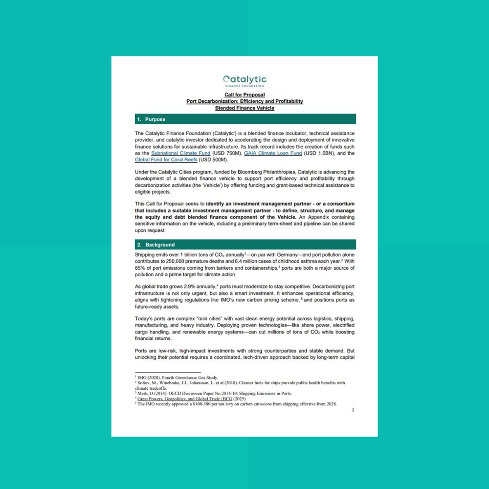 Port Decarbonisation Blended Finance Facility